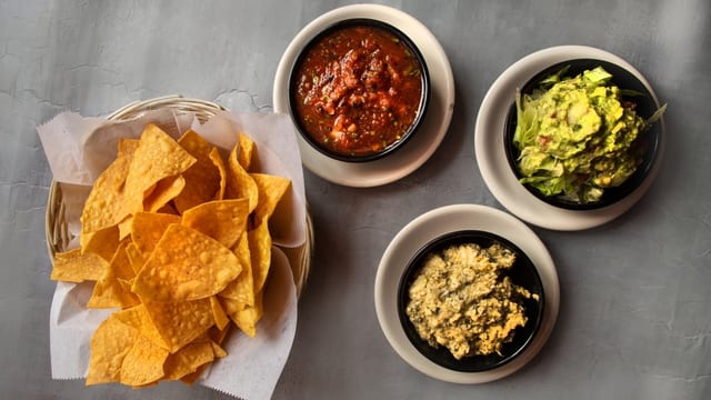 Three Dips (Guacamole, Spinach & Salsa).